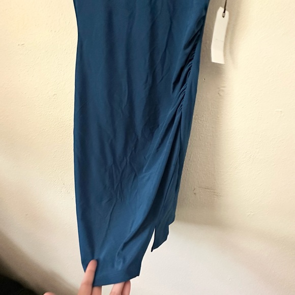 NWT Leith Blue Poisedon Dress Ruched Size Medium - Picture 2 of 6